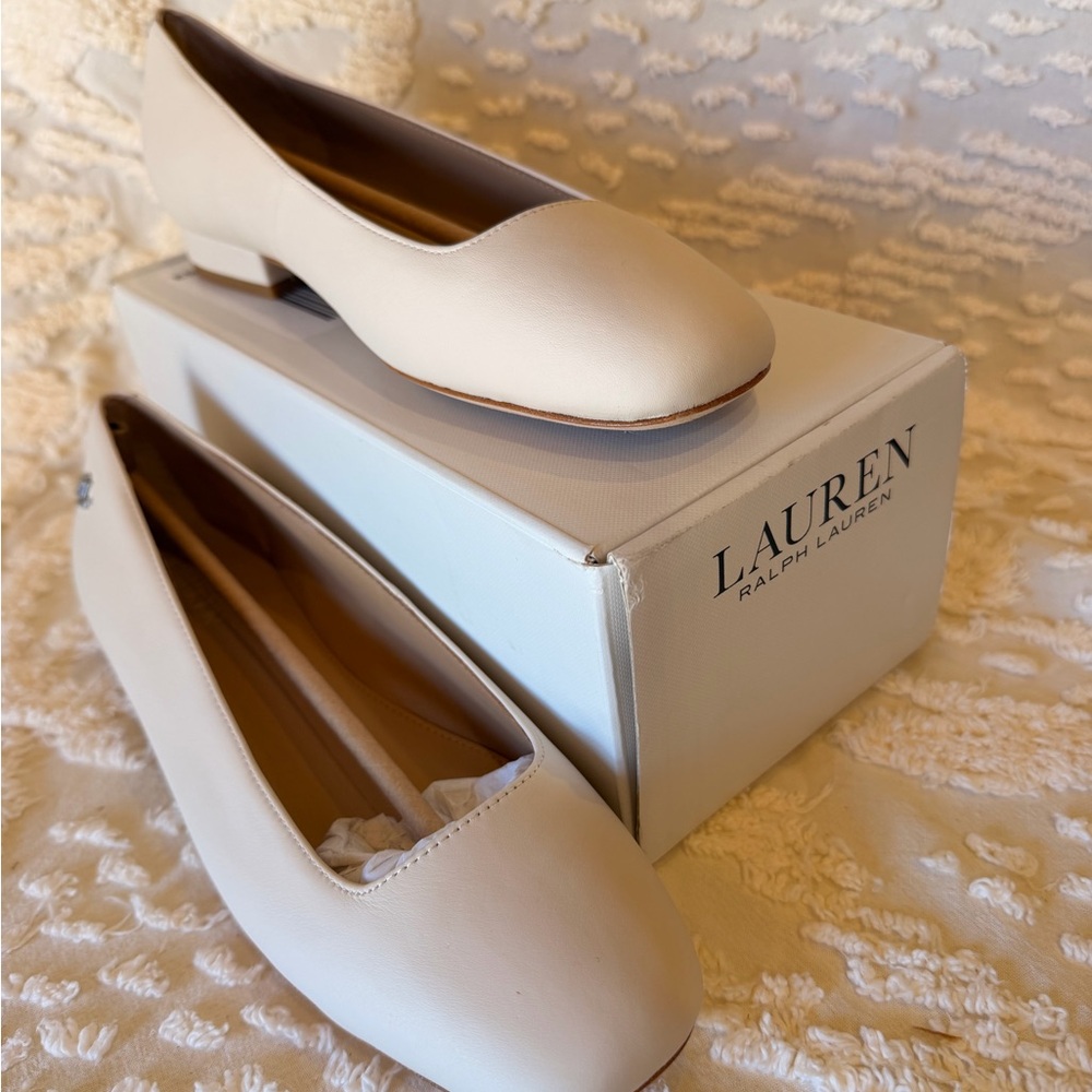 Lauren Ralph Lauren Ivory Leather Loafers #558